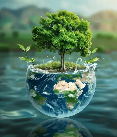 Clean earth in a glass globe