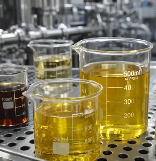 Laboratory beakers of base oil